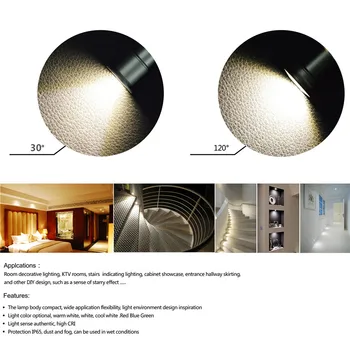 Nemokamas pristatymas 1W LED Embedded DownLight indoor mini apšvietimas Vietoje Šviesos 30D/120D 3-3.4 V/300-350mA 1W Žemyn lempos CE sąrašą