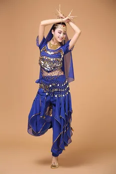 Plus Size 4pcs Nustatyti Pilvo Šokio Kostiumų Bolivudas Kostiumas Indijos Suknelė Garsiausių Suknelė Moterų Pilvo šokio Kostiumą Rinkiniai, 5 Spalvų