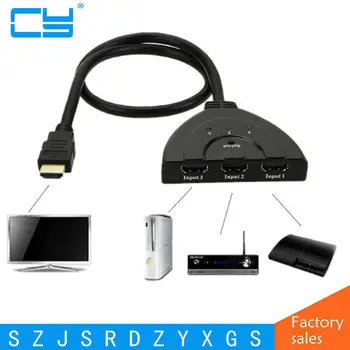 Naujas 3 Port HDMI Multi Ekranas Automatinis Jungiklis Koncentratorius Lauke 1.3 1080P Perjungiklį 3 į 1 iš Skirstytuvo HDTV DVD Xbox 360, PSP 50cm