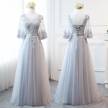 MNZ958#2018 m. pavasario, vasaros, nauja pilka Bridesmaid Dresses ilgai vidutinio trumpas nėrinių vestuvės, prom šalis suknelė pigūs didmeninė Užsakymą