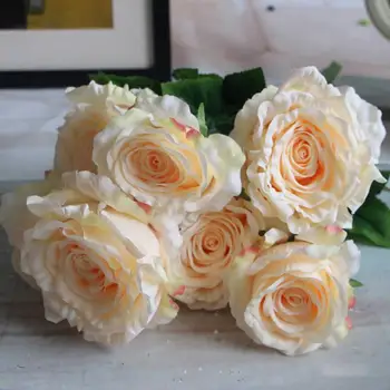 7 Vadovai bijūnas gėlių puokštė rūmuose imperatorius Rose šilko gėlių rožių puokštė vestuvių dekoravimas dirbtinių gėlių