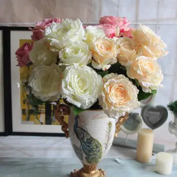 7 Vadovai bijūnas gėlių puokštė rūmuose imperatorius Rose šilko gėlių rožių puokštė vestuvių dekoravimas dirbtinių gėlių