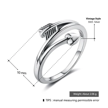 Vintage Stiliaus Nekilnojamojo 925 Sterlingas Sidabro Širdies Rodyklių Žiedai Moterų Prekės Fine Jewelry Moterų Piršto Žiedas (Sam Hub Fong RI102917)