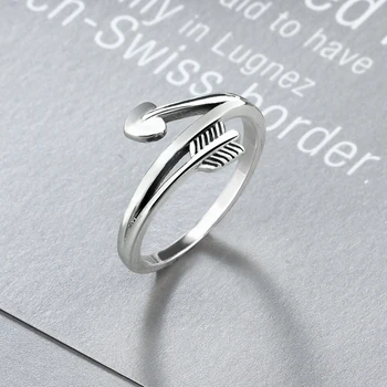 Vintage Stiliaus Nekilnojamojo 925 Sterlingas Sidabro Širdies Rodyklių Žiedai Moterų Prekės Fine Jewelry Moterų Piršto Žiedas (Sam Hub Fong RI102917)