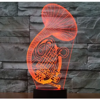 3D LED Nakties Šviesos Sax Muzikos Instrumentai, Saksofonas, su 7 Spalvų Šviesos Namų Puošybai Lempos Nuostabi Vizualizacijos Optinis