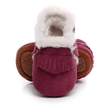 Hongteya originali verstos odos kūdikių mokasinai įkrovos su kailio, vilnos pamušalu guminis padas šilti sniego batai žiemą kūdikių bateliai