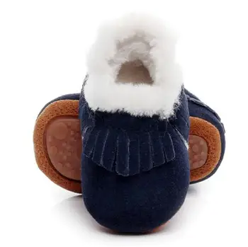 Hongteya originali verstos odos kūdikių mokasinai įkrovos su kailio, vilnos pamušalu guminis padas šilti sniego batai žiemą kūdikių bateliai