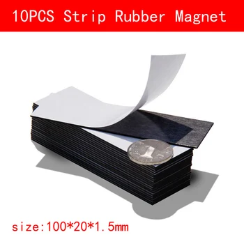 10vnt 20mm 40mm 50mm*1,5 mm*100mm minkštos gumos Magnetas Su lipniomis magnetinėmis lapas 