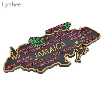 Ličiai 1pc Jamaika Žemėlapis Šaldytuvas Magnetas Animacinių filmų Šaldytuvas Lipduką 