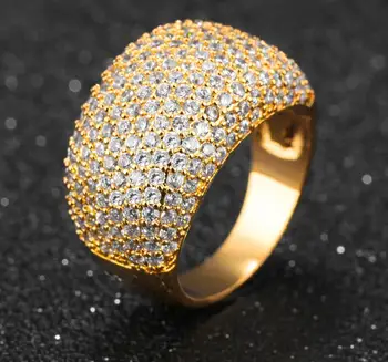 Visiškai Apsvaiginimo 5A Kubinių Zirconia (CZ Diamant bižuterijos 10KT Geltonos Aukso Užpildytas Moterų Vestuvių Juostoje Nykščio Žiede Dovana, Dydis-6-9