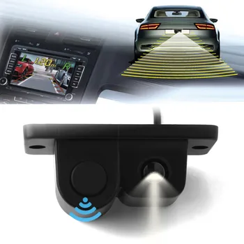 2 in1 Auto Automobilis VISUREIGIS Galinio vaizdo Kamera 120 Plataus Kampo Atvirkštinio Atsarginės galinio vaizdo Kamera ir Parkavimo Radaras Rinkinys