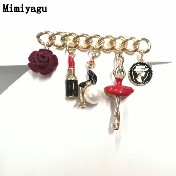 Mimiyagu stiliaus Perlų sagė pin papuošalai moterims šokėja lūpų rožių gėlių lady sagės papuošalai