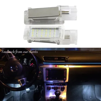2x LED Durų šviesos Interjero Šviesos Mandagumo Lempos Kojoms Šviesos Caddy CC EOS Jetta Passat Polo Tiguan Touareg Seat Skoda led