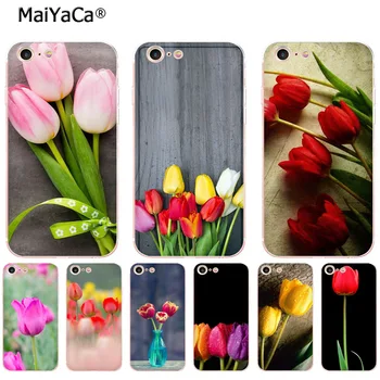 MaiYaCa rožinė geltona raudona tulpė gėlės minkštos tpu telefono dėklas dangtelis Apple iPhone 8 7 6 6S Plus X 5 5S SE 5C 4 4S 