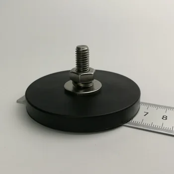 4pcs D66mm super galingas neodimio magnetas puodą su guma padengtas workinglight rungtynių vaizdo kamera magnetinis pagrindas su sriegiu M8X25mm