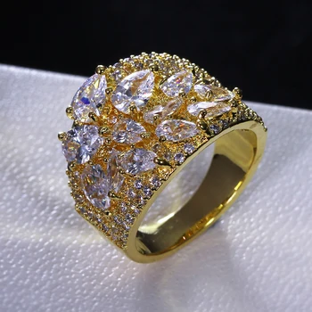 Naujas Žiedas su Vandens Lašas CZ akmenys, papuošalai, Aukso spalvos anel feminino dropshipping alibaba-express 