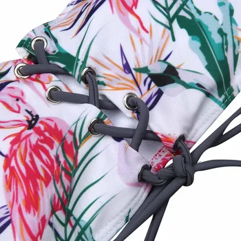 Hirigin 2018 Naujų Moterims Gėlių Bikini Komplektas Pynimas Maudymosi Kostiumai Seksualus Tvarstis Brazilijos Bikini Off Peties Maudymosi Kostiumėlį, Maudymosi Kostiumą