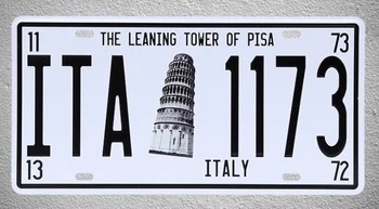 1 vnt Pizos bokštas Italijoje Torino Milano Miesto Alavo Plokštės Ženklai garažo sienos vyras urvas Apdaila Metalo Meno Derliaus Plakatas