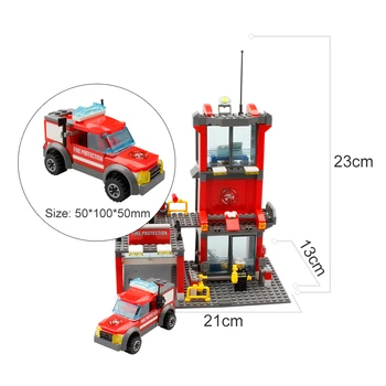 300pcs Miesto Gaisrinės rinkinys Statyba Blokai Ugniagesiai duomenys Suderinami legoed miesto Sunkvežimių Apšviesti Plytų Žaislai Vaikams