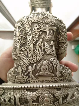 Parengti Kinijos Senoji Tibeto Sidabro Budizmas Sakyamuni Budos Statula Buda Tibete metalo rankdarbiai