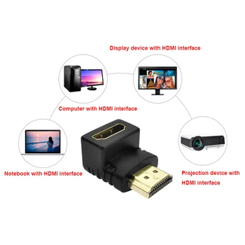 Amkle HDMI Male HDMI Female Kabelio Adapteris Keitiklis Extender 90 Laipsnių Kampu 1080P HDTV PC Nešiojamas HDMI Adapteris Keitiklis