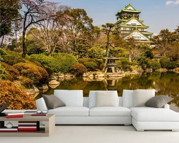 Tvenkinys Akmenys Osaka Pilies Parko Medžių, Gamtos foto tapetai, svetainė, televizorius, sofa-sienos miegamajame restoranas sienos 3d foto tapetai