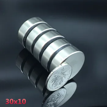 5vnt 30x10mm neodimio magnetas 30mm*10mm stiprus retųjų žemių neodimio magnetų 30*10 mm NdFeB nuolatinis apskritojo magnetinio 30mmx10mm