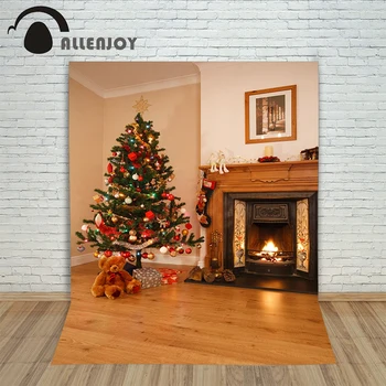 Allenjoy Kalėdų fotografijos backdrops medienos židinys Medžio naujus Metus, apdailos Mediena, Grindų fono paveikslėlių fone vinilo