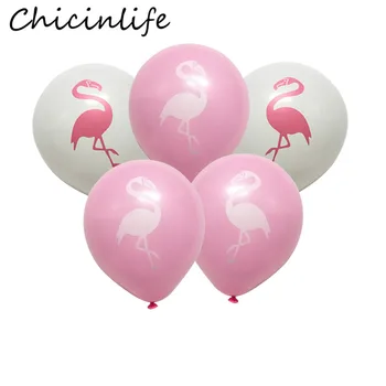 Chicinlife 10vnt/maišas Rožinė/Balta Flamingo Latekso Pripučiami Kolbų Atogrąžų Šalis, Baby Shower Vestuvių Bachelorette Dekoro Prekes