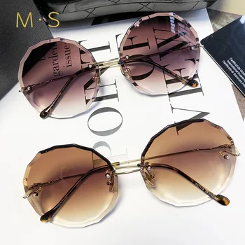 Apvalūs akiniai nuo saulės moterims, negabaritinių akiniai 2018 gradientas, rudos, rausvos taškus saulės akiniai moterų dovana uv400