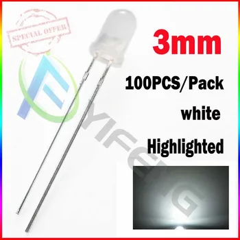 3mm Baltas LED Apvalus Šviesos Diodų Išsklaidytos Rūkas Lempos Granulių Plug-in 
