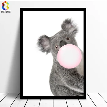 Kawaii Burbulas Tapybos Koala Drobė Menas Spausdinti Plakato, Gyvūnų Sienos Nuotrauka už gyvenamojo Kambario, Apdaila, Namų dekoro