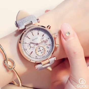 Ponios Žiūrėti Moterų Laikrodžiai, Apyrankės Moterims Žiūrėti GUOU Mados reloj mujer Kalendorius Laikrodis Watchband relogio feminino siųsti