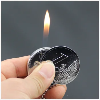Naujovė Mini Monetos Formos Žiebtuvėliai Metalo Fakelas Butano Liepsna Lengvesni Nerūkantis Vyras Euro Dolerio Įtaisą Dovana Raktų Pakabukas Priedai