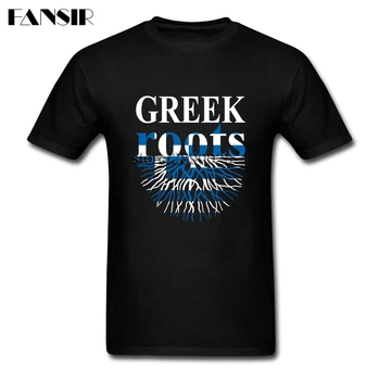 Graikų Šaknis Graikijos Vėliavos Vyrų Marškinėliai Hip-Hop T Marškinėliai Vyrams Berniukas Užsakymą Medvilnės trumpomis Rankovėmis XS-3XL Drabužius Vaikinai